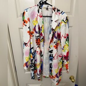 Women’s Colorful Size XL Graffiti Print Blazer